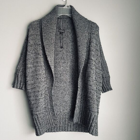 express Sweaters - NEW Wool Alpaca Cardigan Sweater Express Small Gray Knit Shawl Collar Chunky